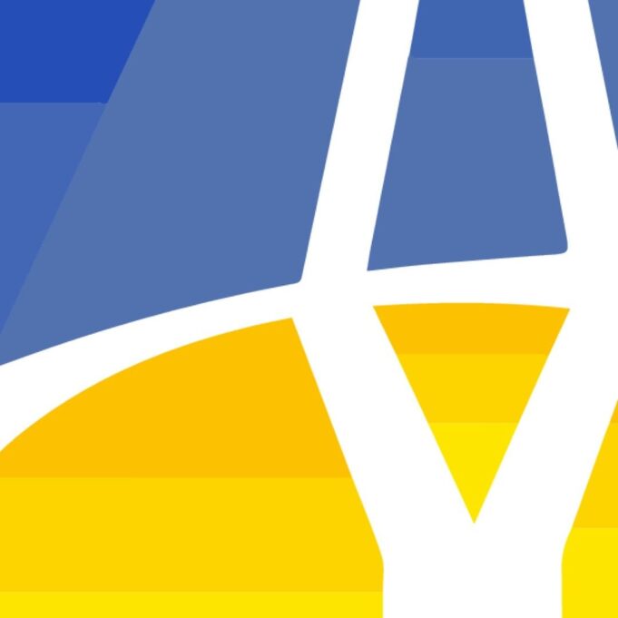 Kommunens logo i Ukrainas färger