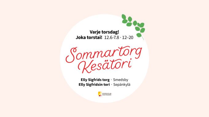 Rosa affisch med info om Sommartorg